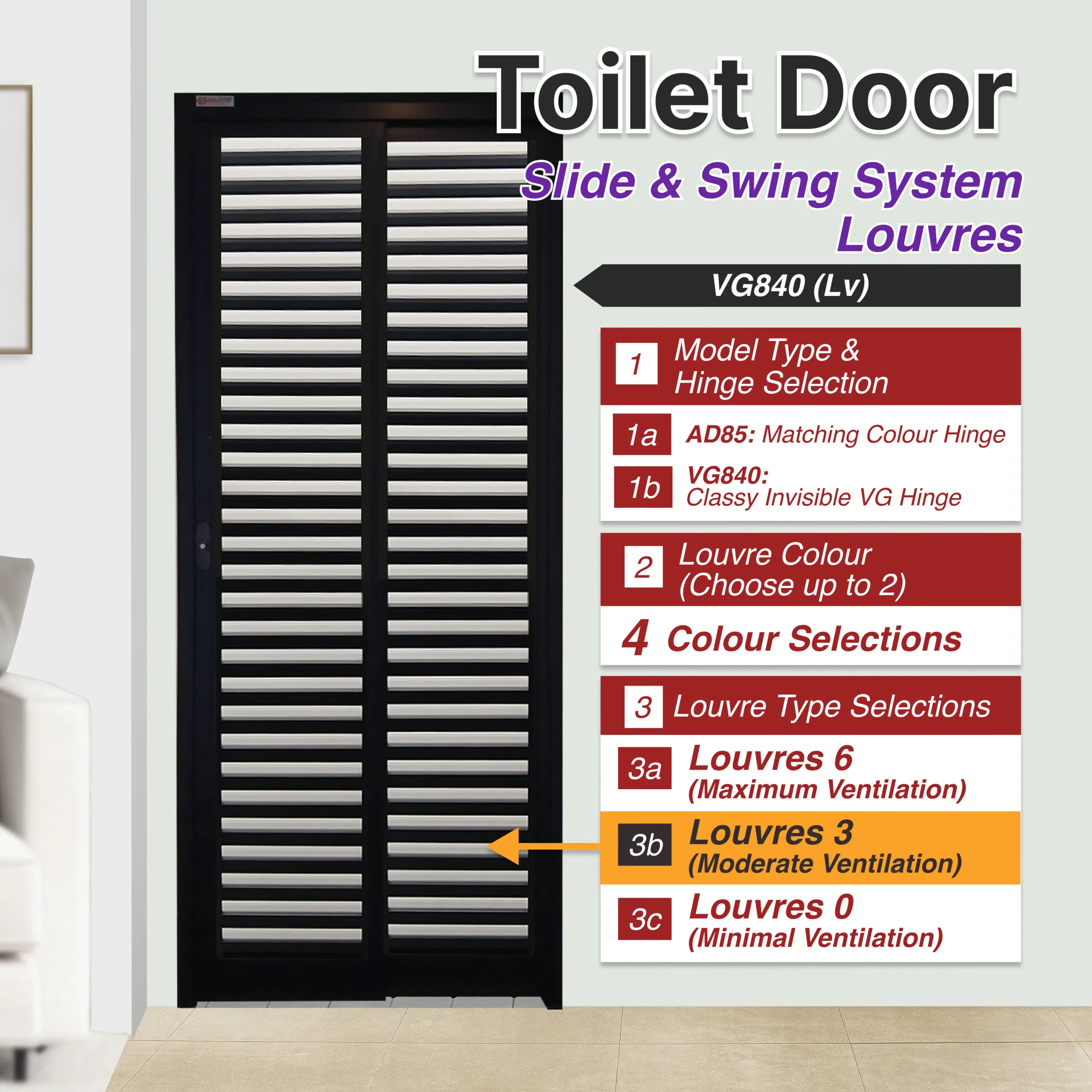 AD85 Off White Slide & Swing Door with No Design AD85 Off White 2 Panel Slide & Swing Door featuring a marble-like glassy material with no visible design