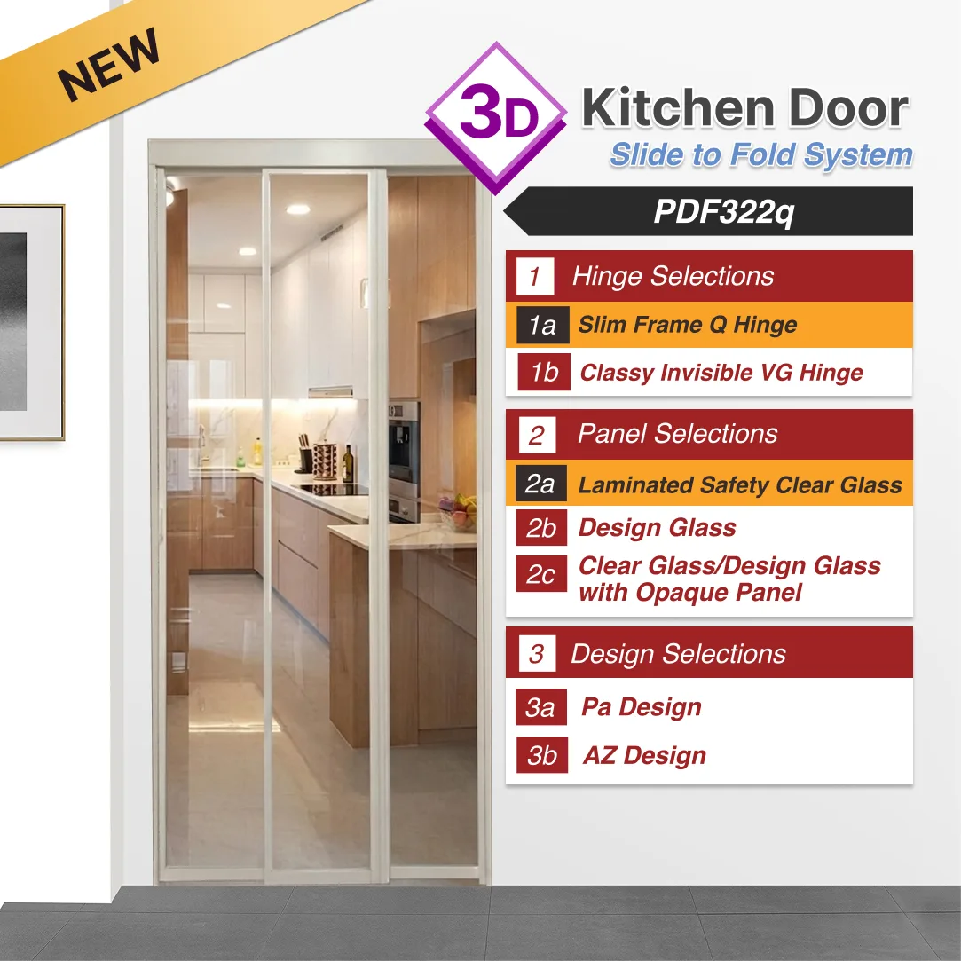 PDF322q 3 Panel Slide to Fold Door with Laminated Safety Clear Glass and Different Selections Paper Bark PDF322q 3 Panel Slide to Fold Door with slim frame q hinge, Laminated Safety Clear Glass and Different Selections