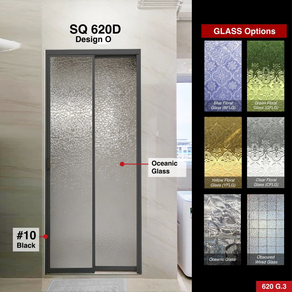 #10 Black Top Hung Aluminium Framed Pd Door 5.0 (SQ620) with Slide & Swing System with SQ Slim Frame Hinge in Design O for Bathroom #02 Off White Top Hung Aluminium Framed Pd Door 5.0 (SQ620) with Slide & Swing System with SQ Slim Frame Hinge in Design O for Bathroom