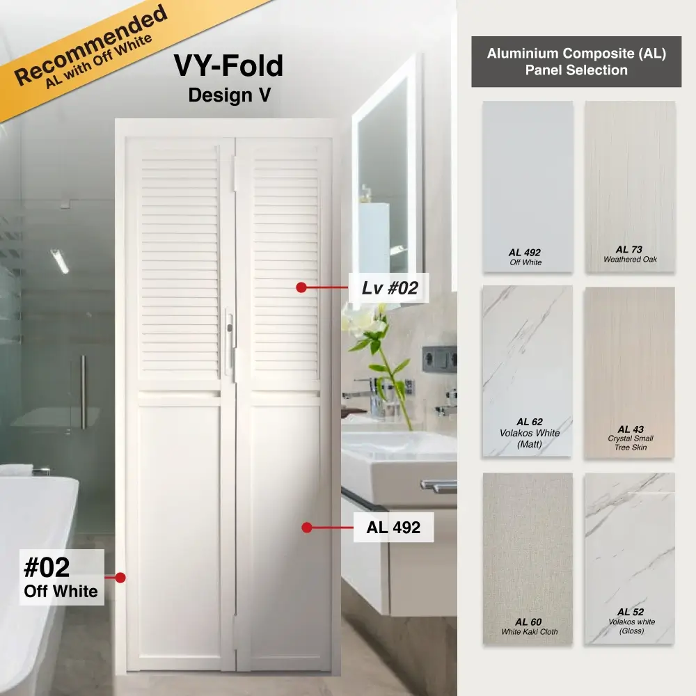 Black 2 Panel Aluminium Folding Door (Bifold System) with Aluminium Panels Black 2 Panel Aluminium Folding Door (Bifold System) with Recommended Aluminium Panels Colour Selection