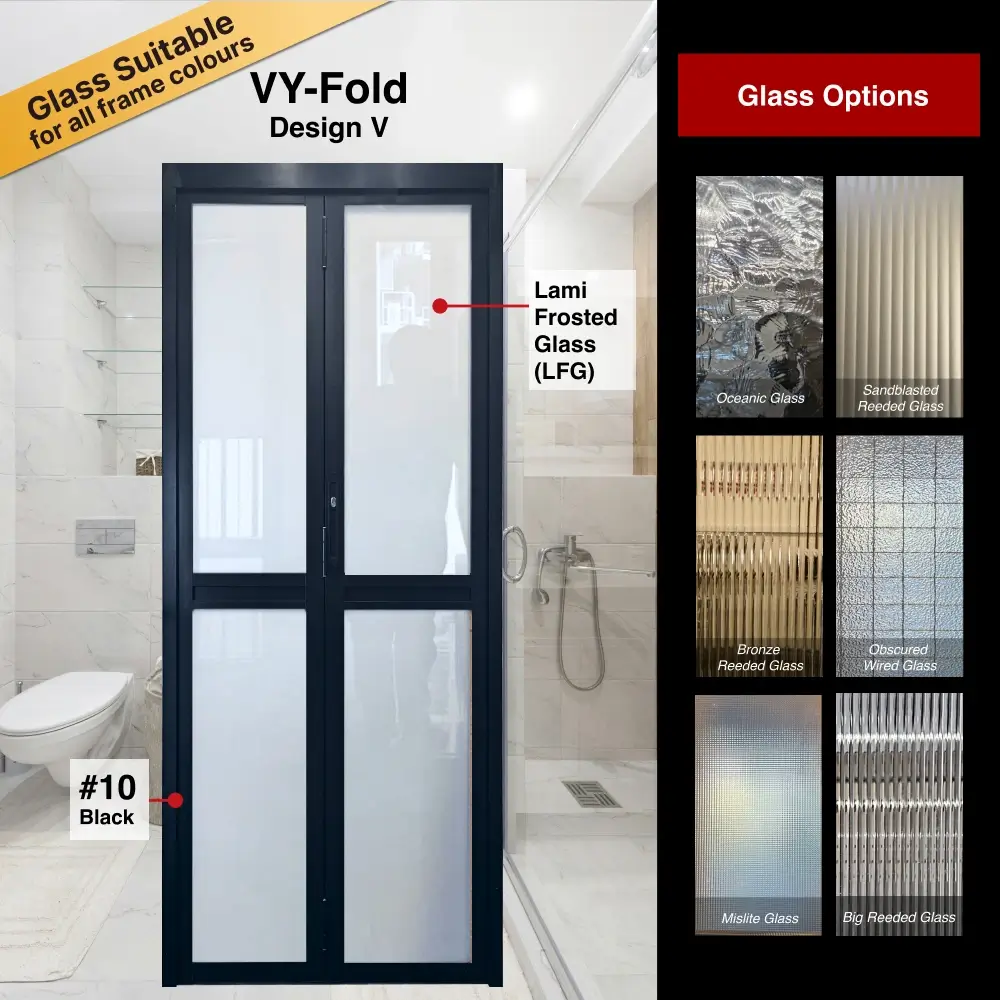 Off White 2 Panel Aluminium Folding Door (Bifold System) with Acrylic Panels Off White 2 Panel Aluminium Folding Door (Bifold System) with Recommended Acrylic Panels Colour Selection