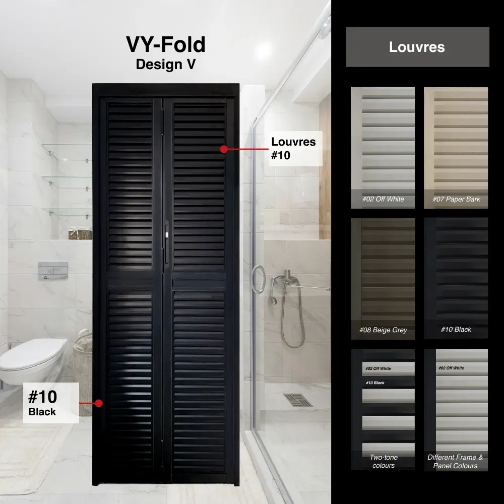 Off White 2 Panel Aluminium Folding Door (Bifold System) with Aluminium Panels Off White 2 Panel Aluminium Folding Door (Bifold System) with Recommended Aluminium Panels Colour Selection