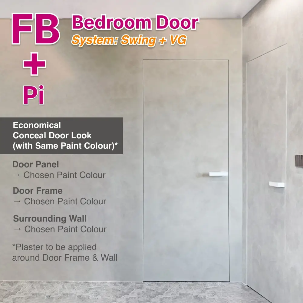 Top Hung Aluminium Framed FB (Concealed) Bedroom Door with VG Classy Invisible Hinge Swing System with Paint Application on Frame and Panel Top Hung Aluminium Framed FB (Concealed) Bedroom Door with VG Classy Invisible Hinge Swing System with Paint Application on Frame and Panel