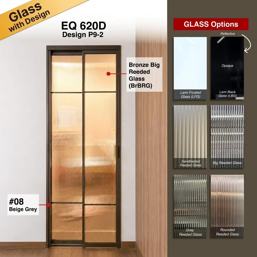 Beige Grey Slide & Swing Door 5.0 Laminated Frosted Glass for Bathroom Beige Grey Pd door 5.0 (SQ620D), Slide & Swing System Slide & Swing Door 5.0 Design Pv Laminated Frosted Glass for Bathroom
