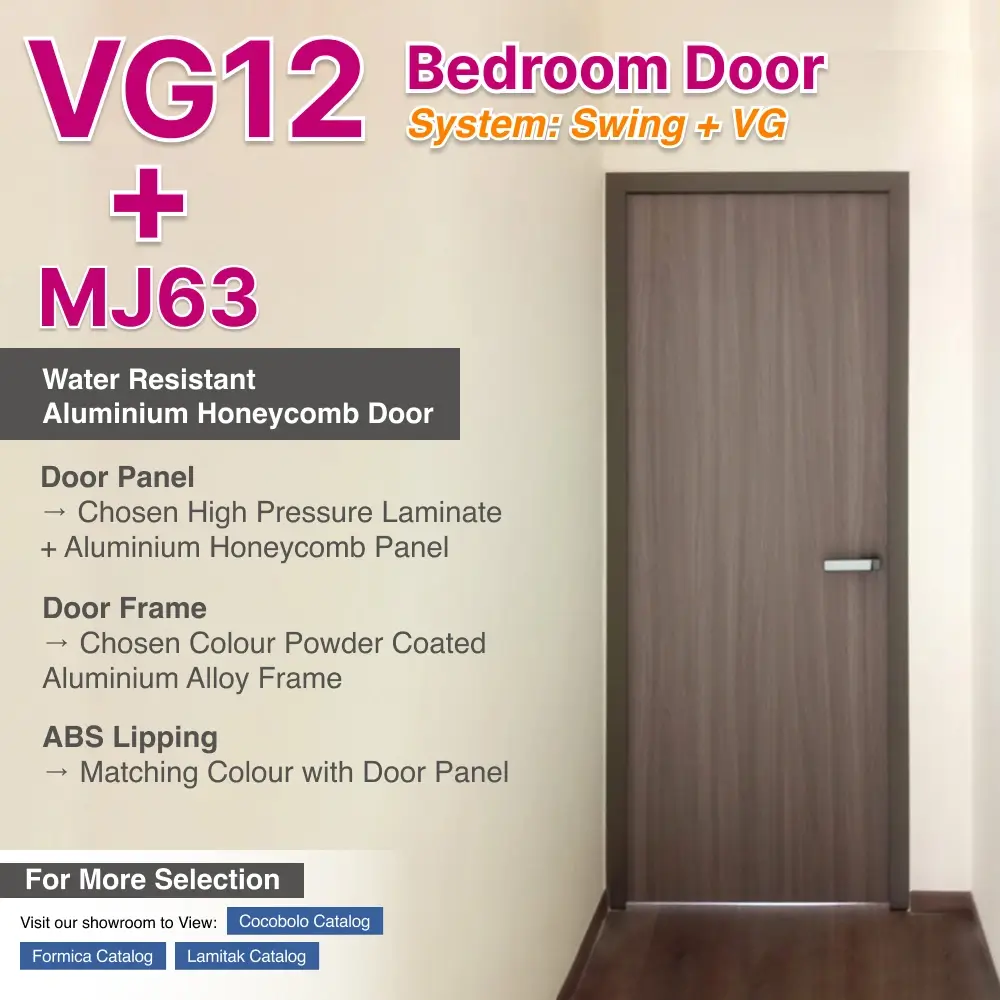 #08 Beige Grey Top Hung Aluminium Framed VG Bedroom Door with Yd Add on Frame and VG Classy Invisible Hinge Swing System #08 Beige Grey Top Hung Aluminium Framed VG Bedroom Door with Yd Add on Frame and VG Classy Invisible Hinge Swing System with Panel A: No.63 Door Panel, High Pressure Laminate (HPL) on Thick Aluminium Honeycomb Panel