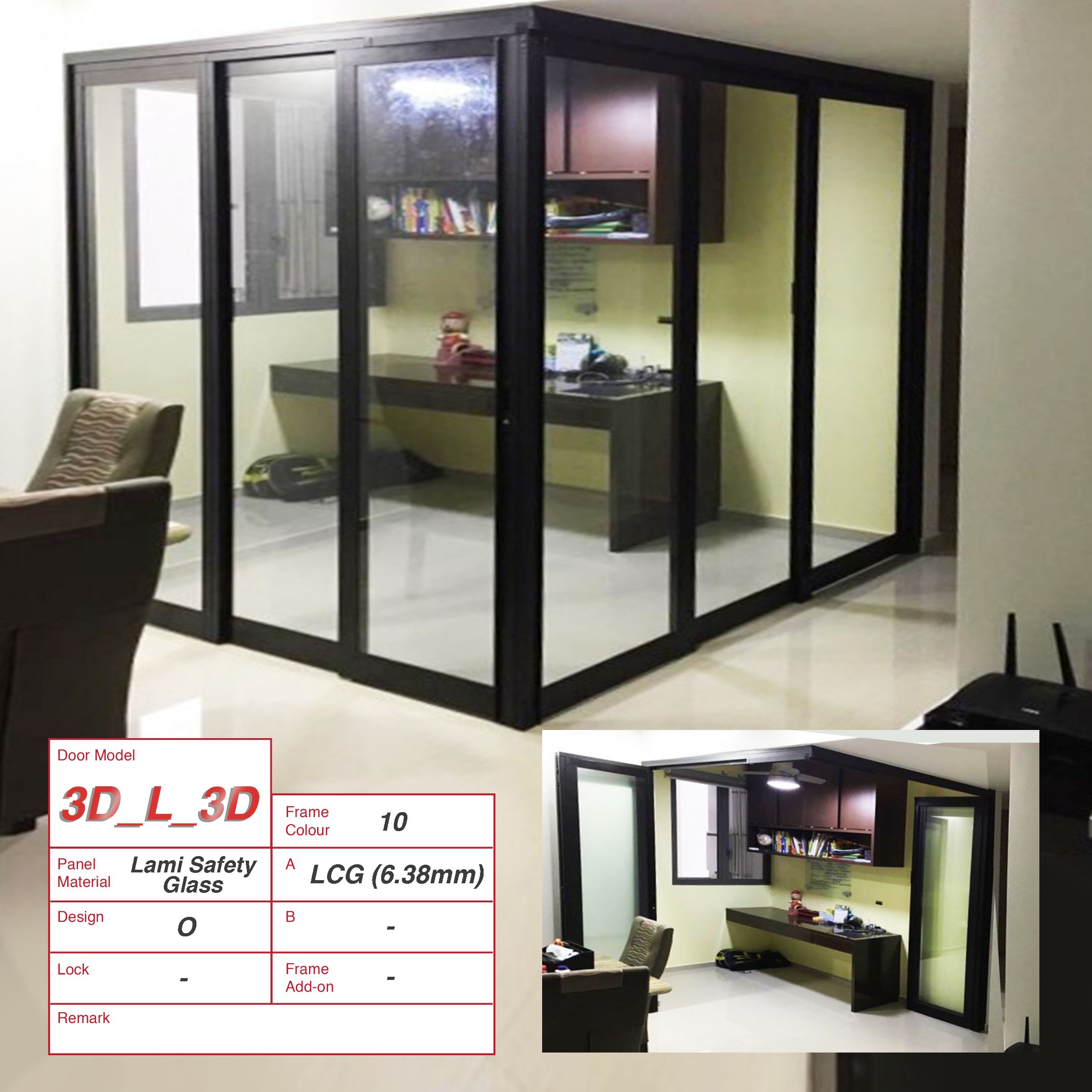 Study Room L-Shaped Divider using Lami Clear Glass