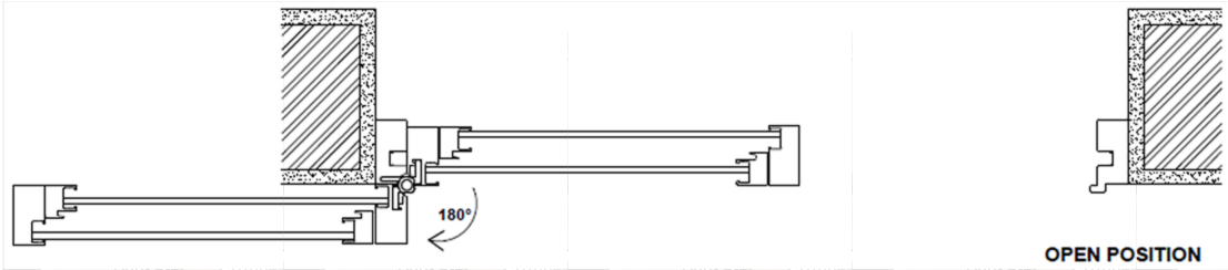 Paper Bark SQ65 Slim Frame Hinge Slide & Swing Door featuring 2 smooth greyish beige panel