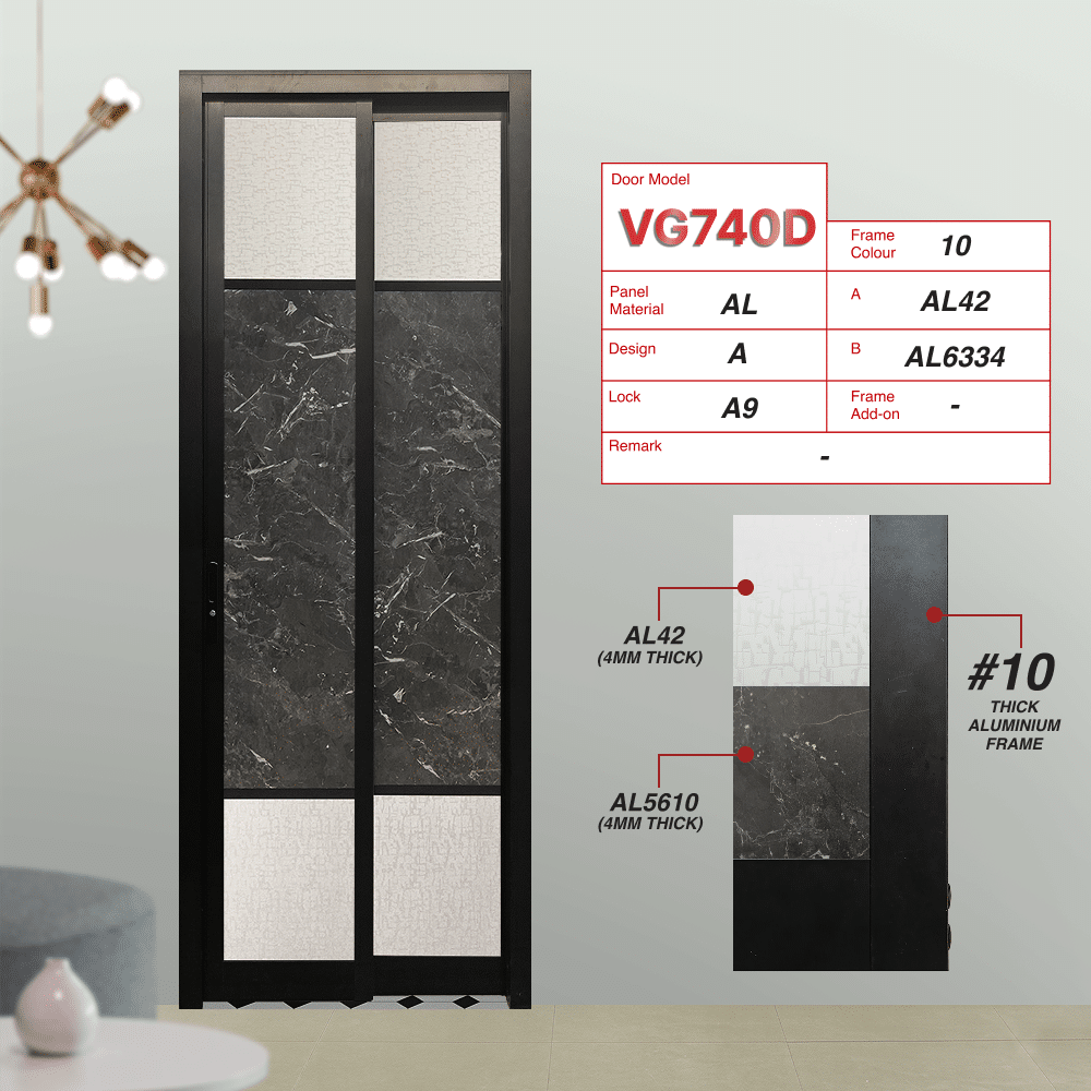 Black Slide and Swing 4.0: VG740D Slide and Swing Door Design A with Animal Character Picture (AL42) and Stoffa Veneto (AL6334)