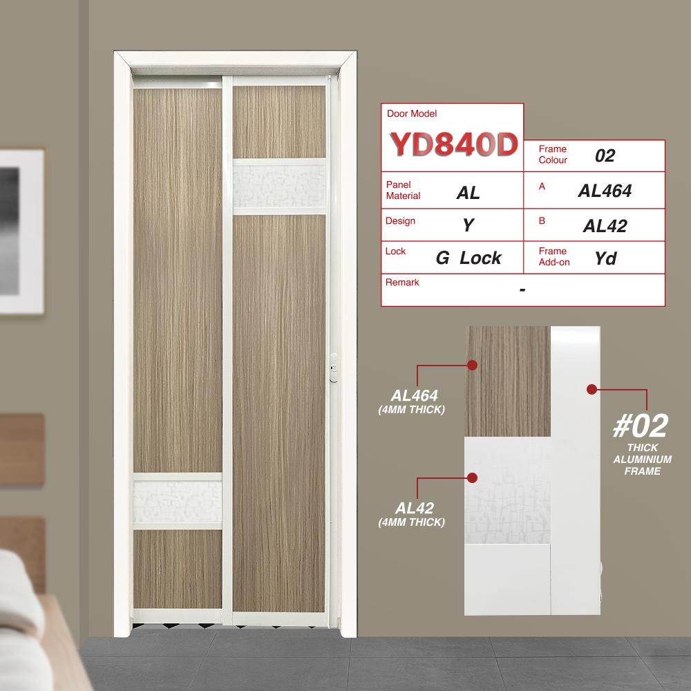Off White Slide and Swing 4.0: YD840 Slide and Swing Door Design Y with Olive Afromosia (AL464)  Animal Character Picture (AL42)