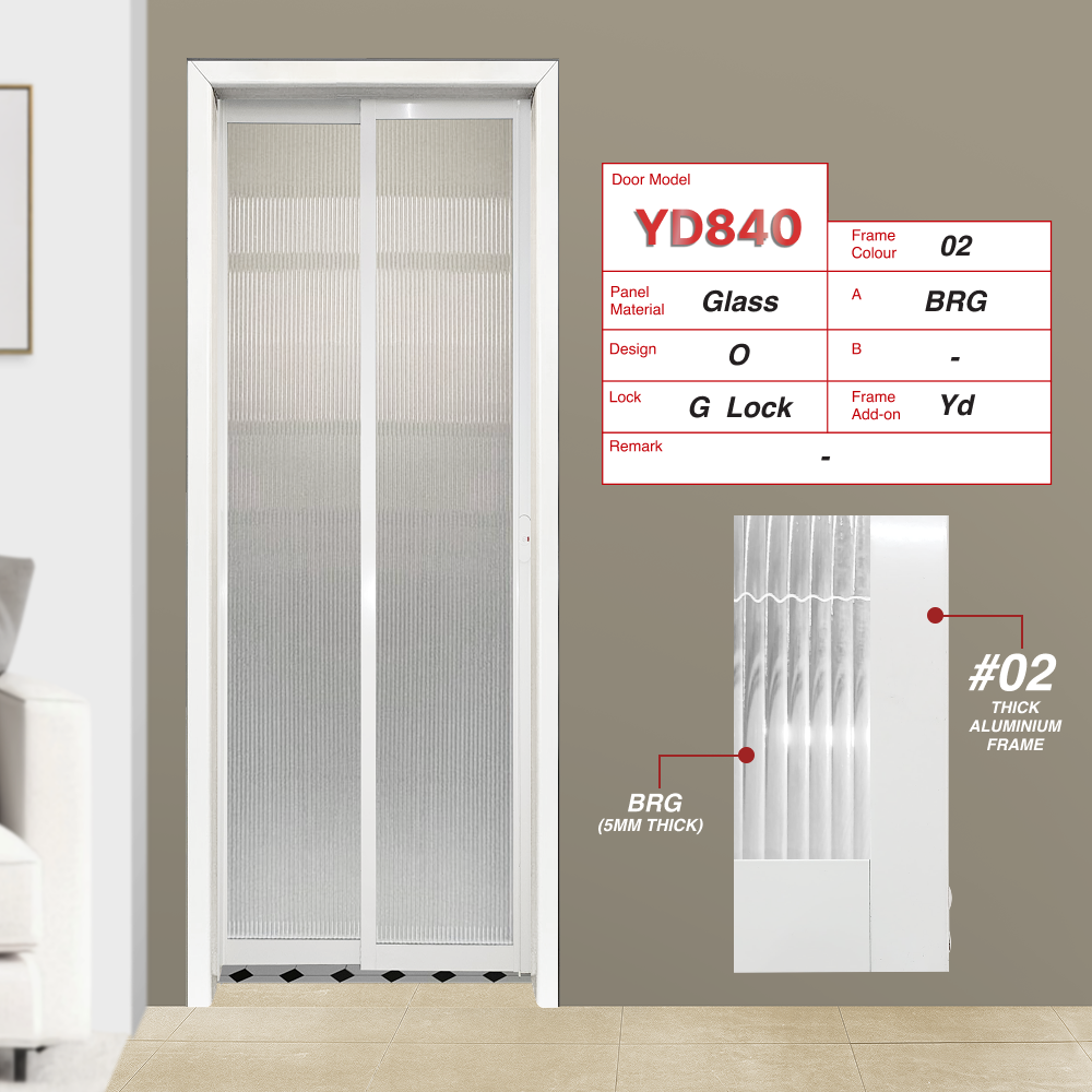 Off White Slide and Swing 4.0: YD840 Slide and Swing Door Design O with Big Reeded Glass (BRG)