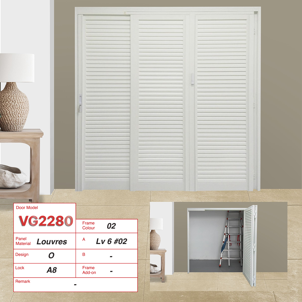 3 Panel Divider Made with 6mm Off White Louvres + Invisible VG Hinge