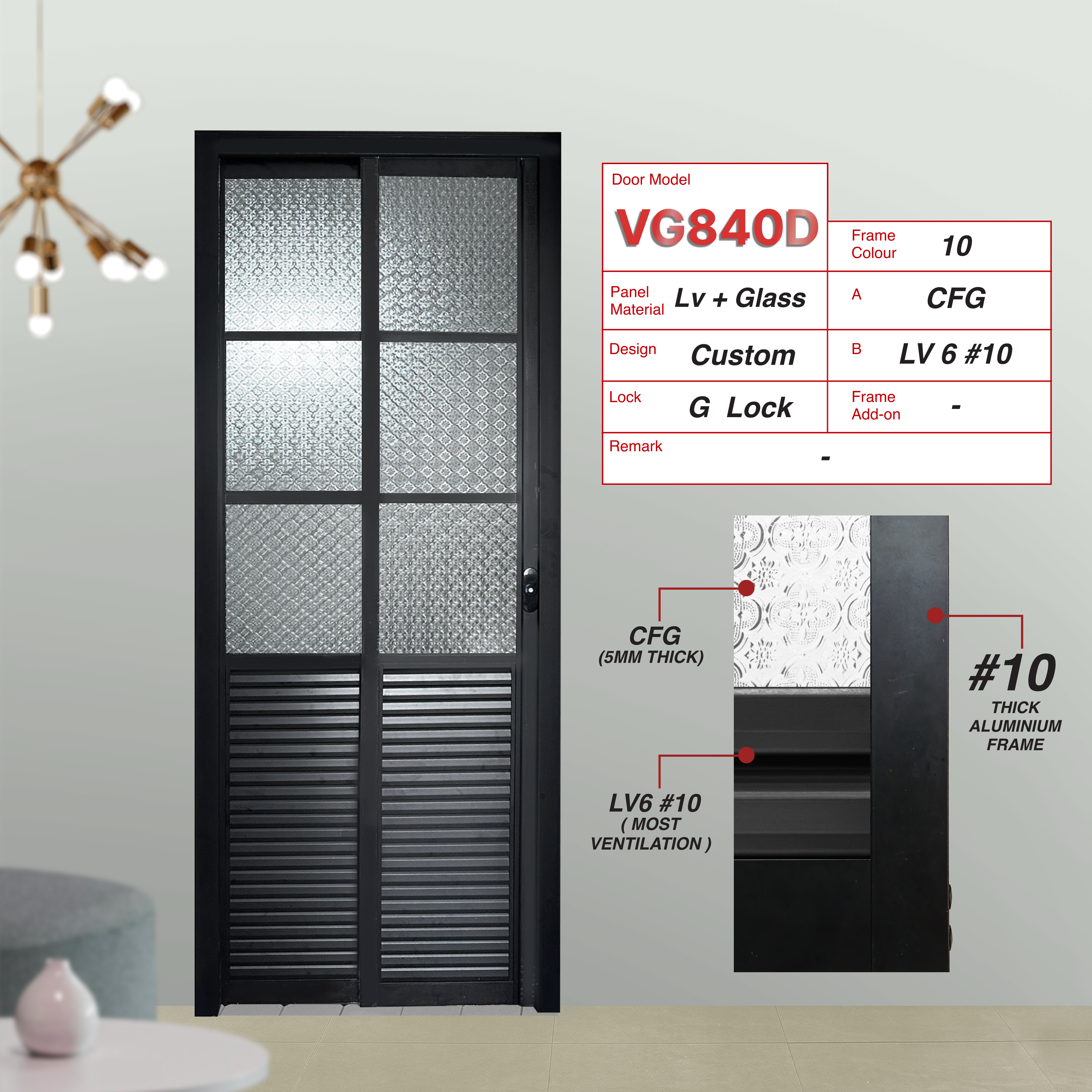 Black Slide & Swing Door Made with 3mm Louvres