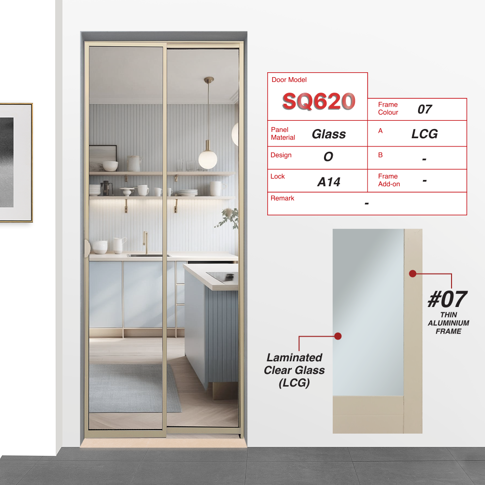 Paper Bark Slide and Swing 5.0: SQ620 Slide and Swing Door Design O with Laminated Clear Glass (LCG)
