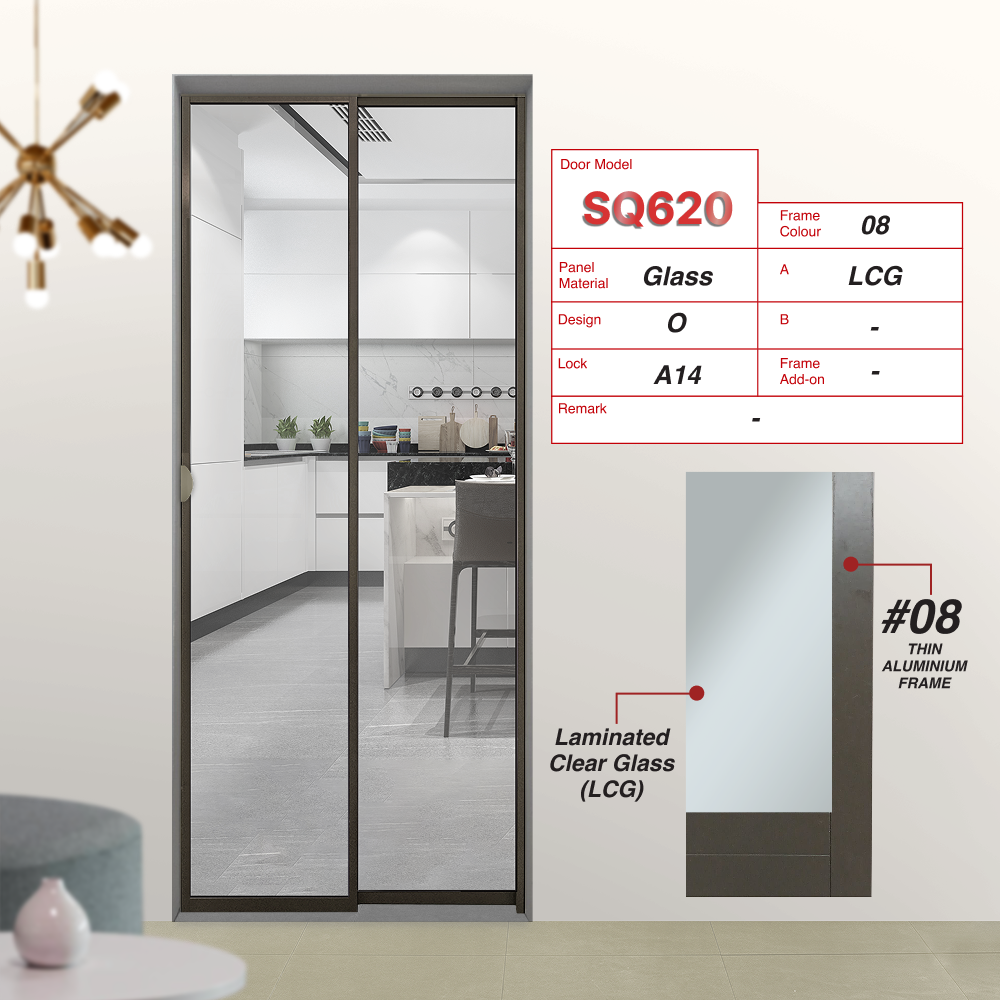 Beige Grey Slide and Swing 5.0: SQ620 Slide and Swing Door Design O with Laminated Clear Glass (LCG)
