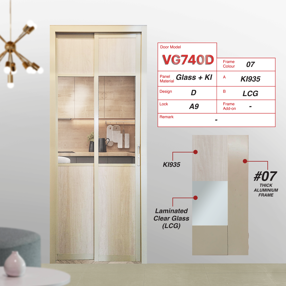 Paper Bark Slide and Swing 4.0: VG740 Slide and Swing Door Design D with Laminated Clear Glass (LCG)