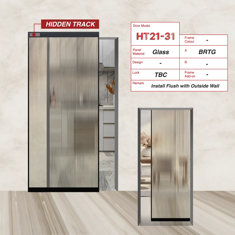 Hidden Track Sliding Door HT21-31 with Big Reeded Tempered Glass (BRTG)
