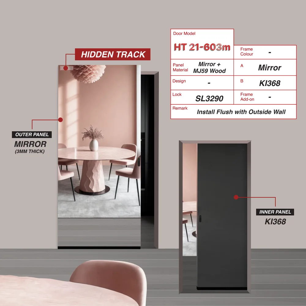 Hidden Track Sliding Door HT-21-603m with Black Cement (KI368)