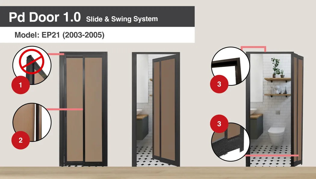 White Coloured WQ Swing Door Open & Closed