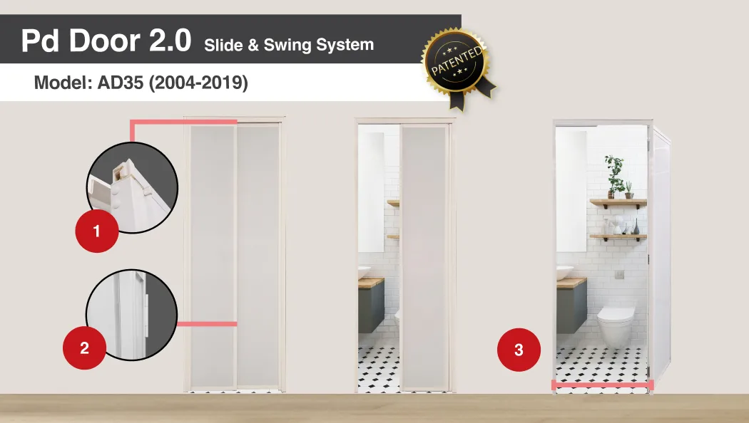 White Coloured WQ Swing Door Open & Closed