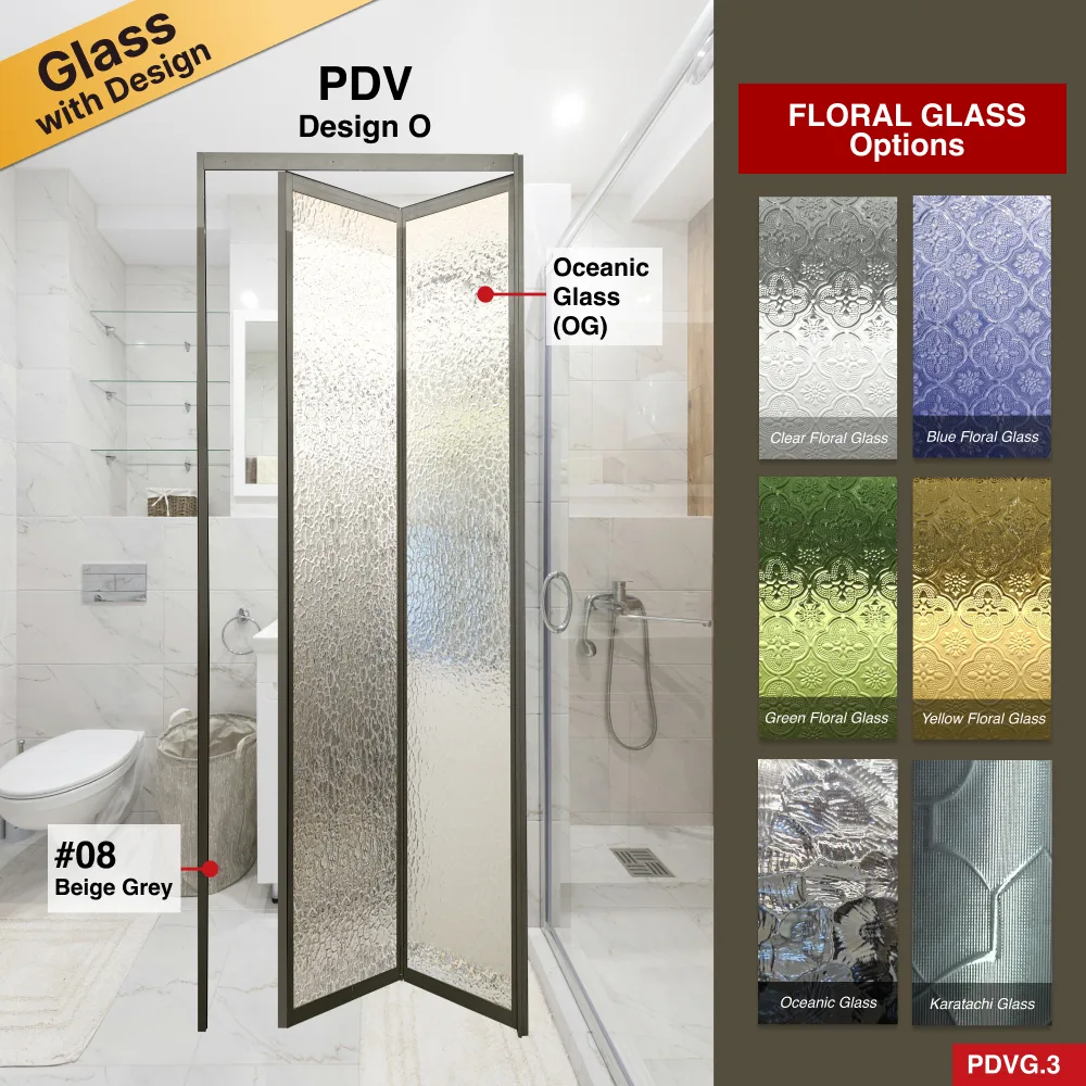 Beige Grey 2 Panel Aluminium Folding Door (Bifold System) with Recommended Design Glass Selection