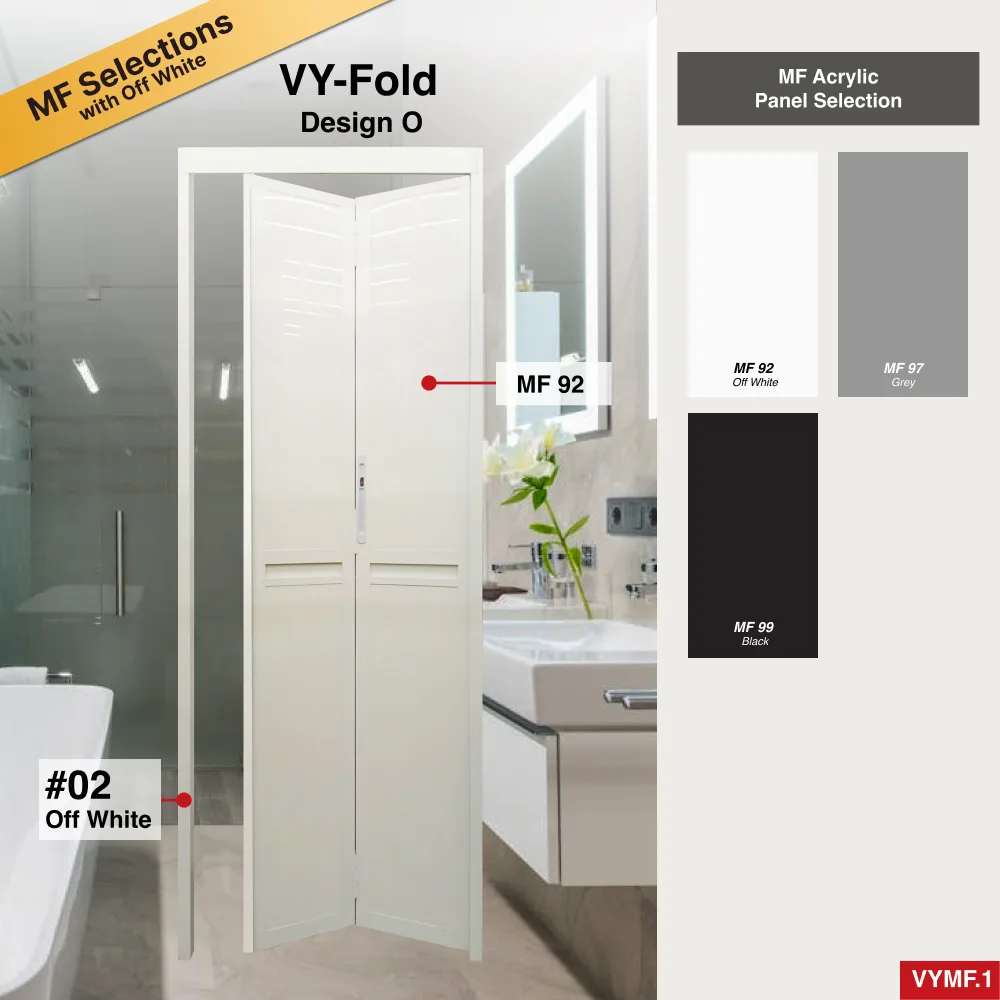 Off White 2 Panel Aluminium Folding Door (Bifold System) with Recommended Acrylic Panels Colour Selection
