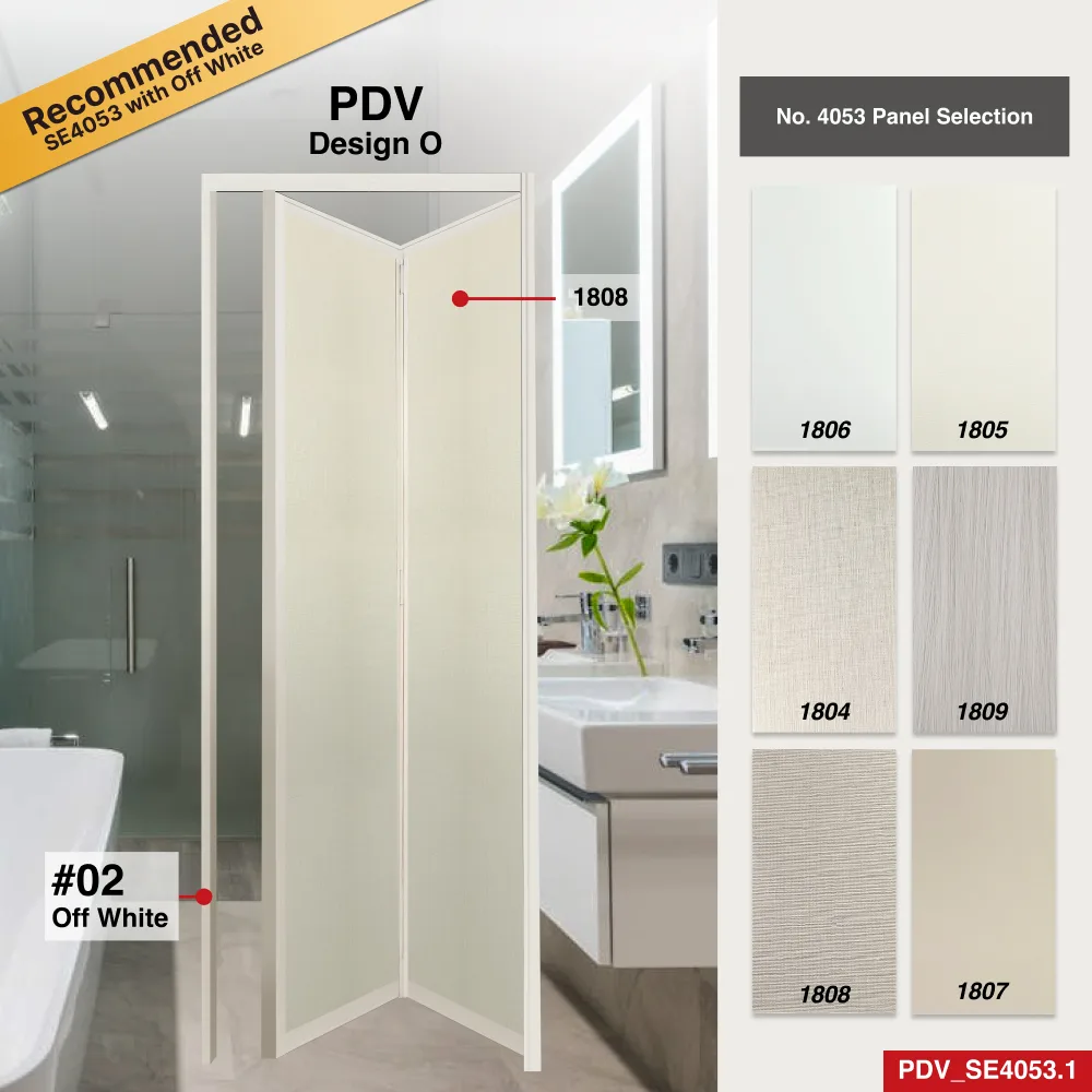 Off White 2 Panel Aluminium Folding Door (Bifold System) with Recommended Aluminium Honeycomb Panels Colour Selection