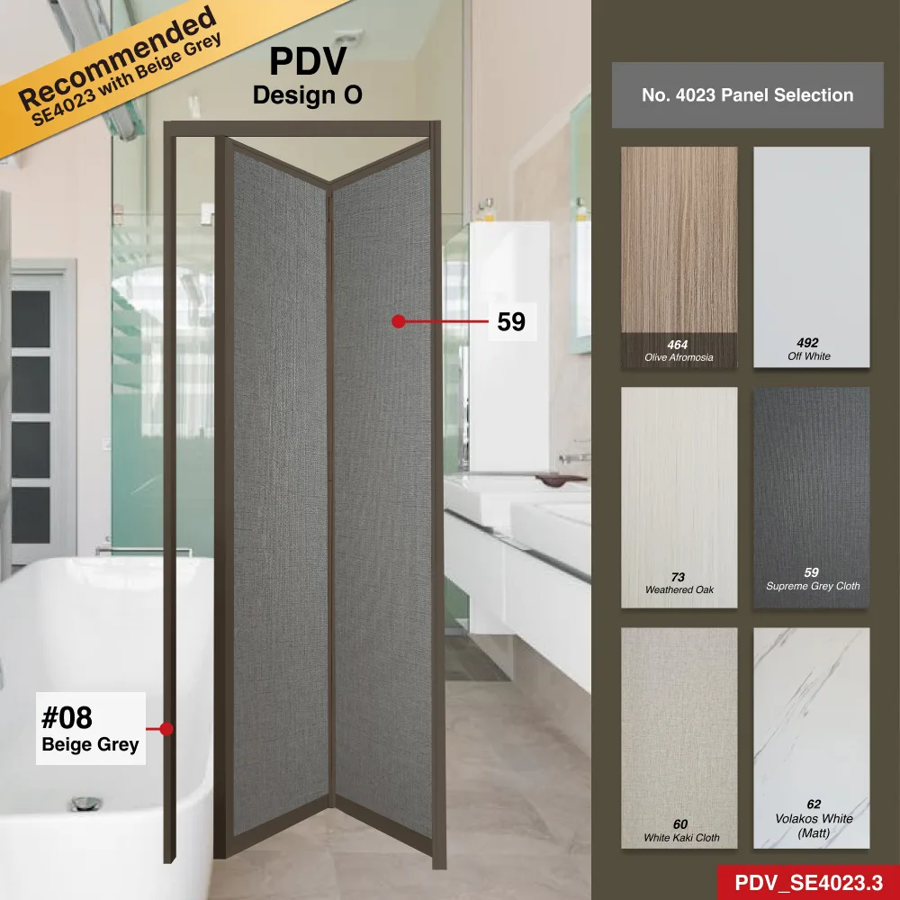 Beige Grey 2 Panel Aluminium Folding Door (Bifold System) with Recommended Aluminium Panels Colour Selection