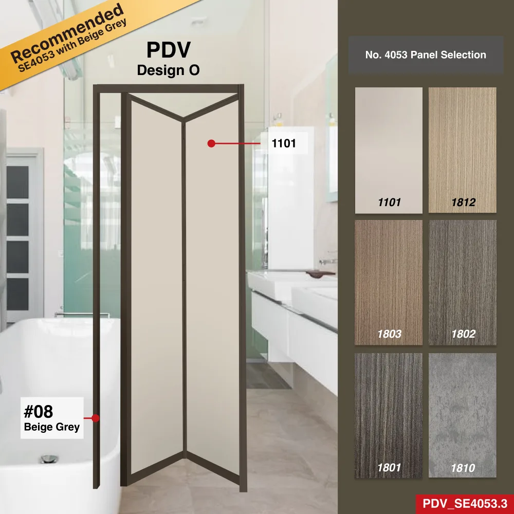 Beige Grey 2 Panel Aluminium Folding Door (Bifold System) with Recommended Aluminium Honeycomb Panels Colour Selection