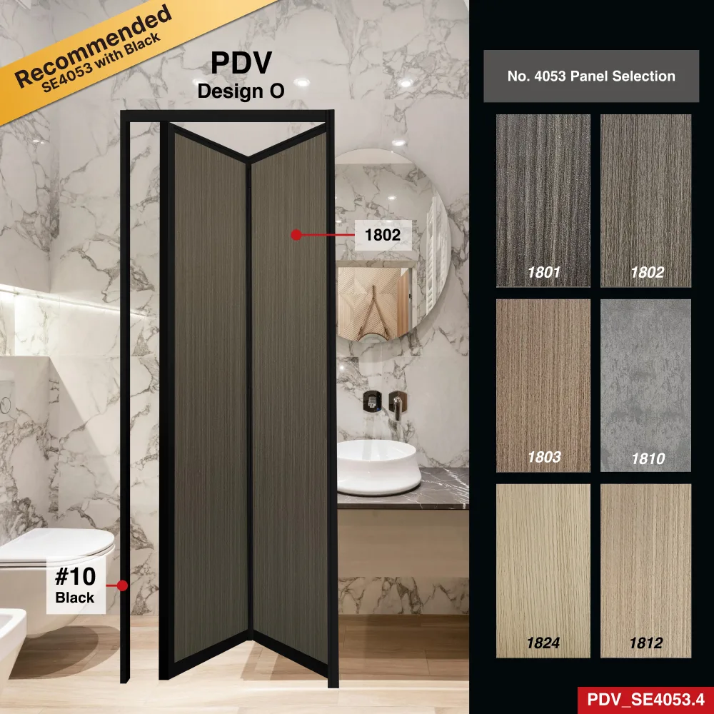 Black 2 Panel Aluminium Folding Door (Bifold System) with Recommended Aluminium Honeycomb Panels Colour Selection