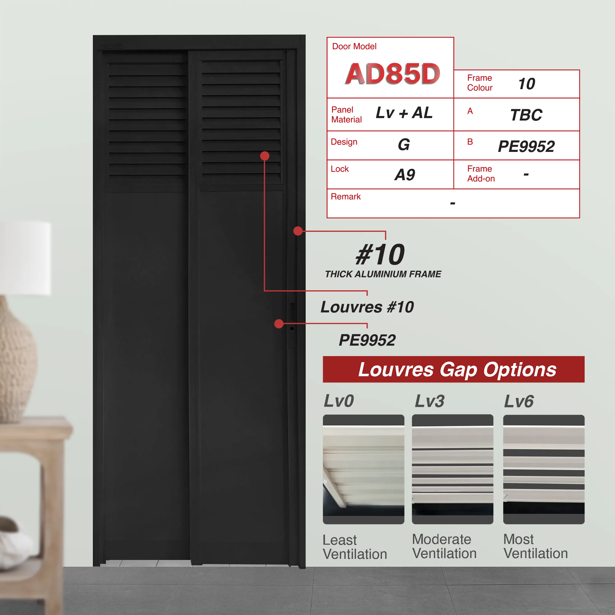 Black Slide & Swing Door Made with 3mm Louvres
