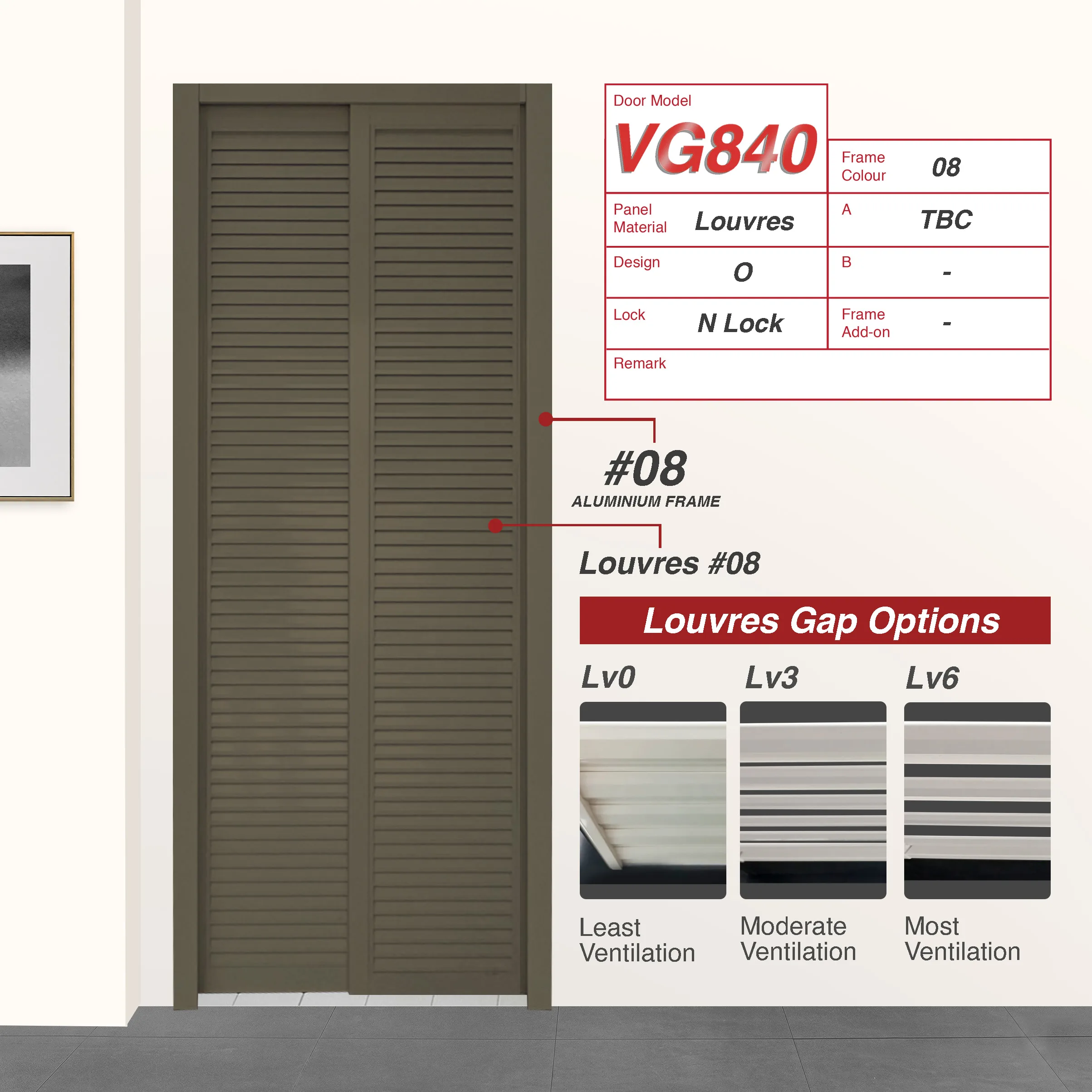 AD85 Beige Grey Slide & Swing Door Made with 6mm Louvres