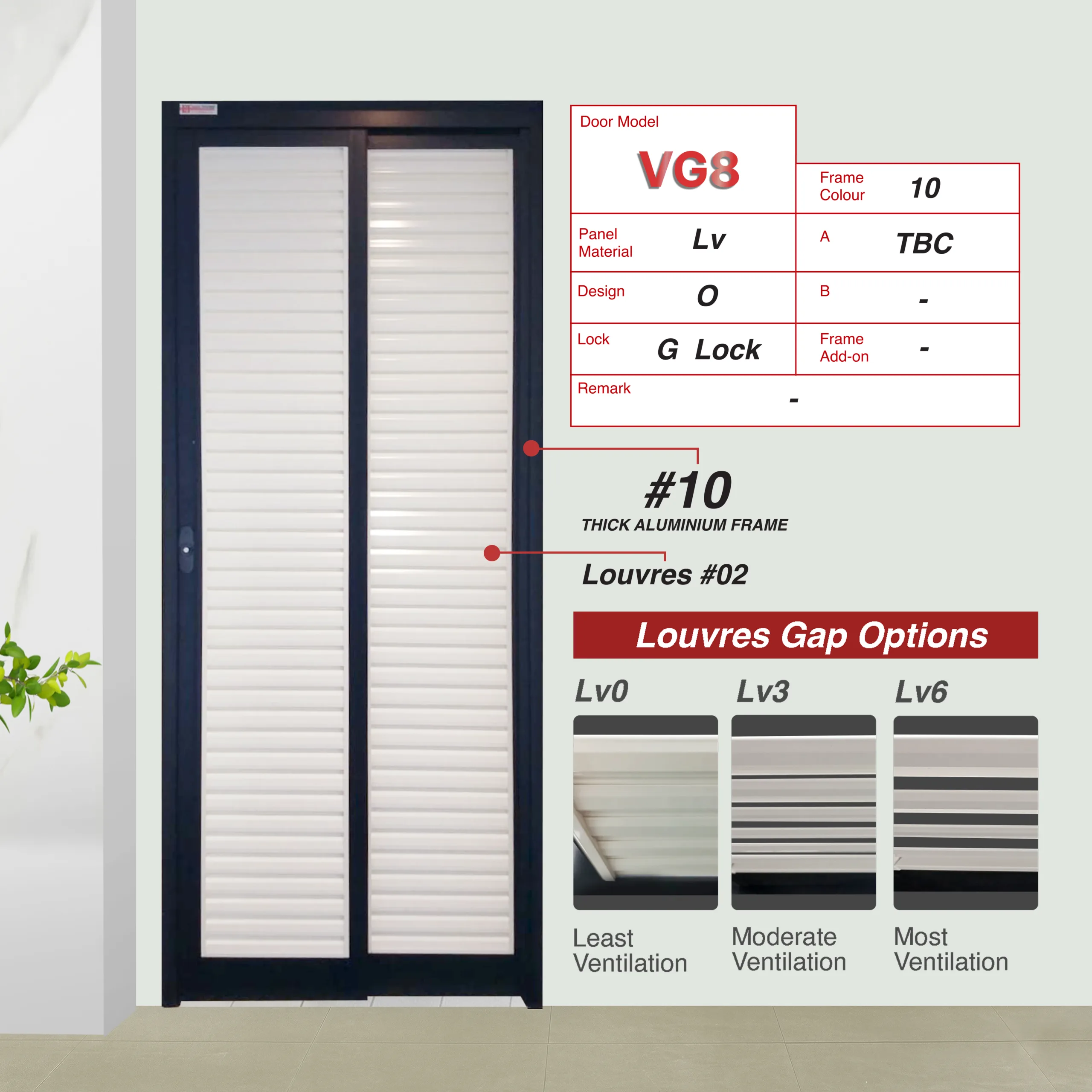AD85 Off White Slide & Swing Door Made with 0mm Louvres
