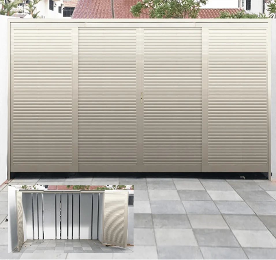 Off White 4 Panel Divider with 2x Slide & Swing Door with Louvres in Design O Open & Closed Visual