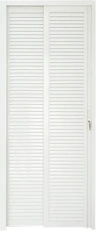 Off White Top Hung Aluminium Framed Slide and Swing Door in Design O with Off White Louvres
