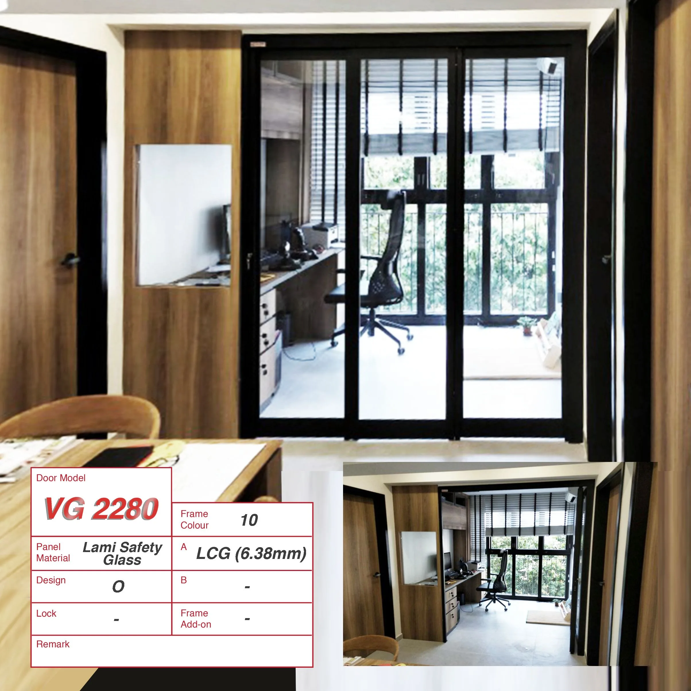 Black 3 Panel Study Divider using Laminated Clear Glass