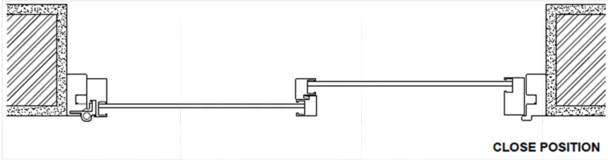 Top Hung Aluminium Framed Pd door 5.0 Slide & Swing Door System Closed Diagram
