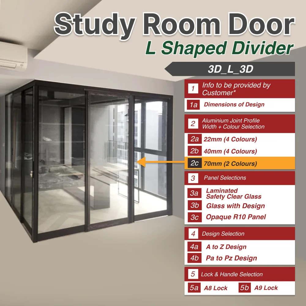 Picture of L hsape divider with customisation options customers can select
