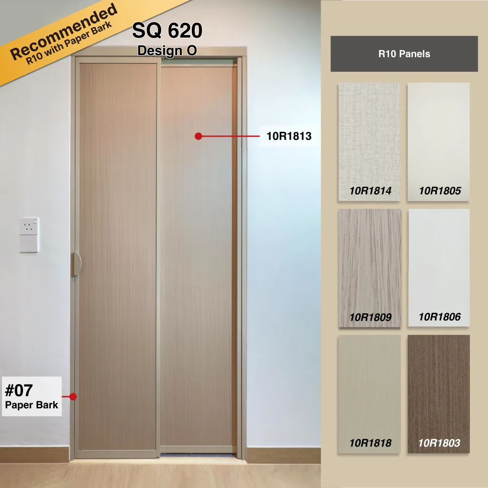 Modern Look - Slide and Swing Toilet Door - Design O - Paper Bark - R10 Panel