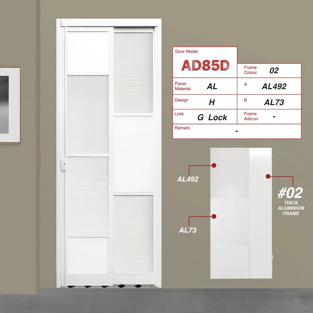 Off White Slide and Swing 3.0: AD85 Slide and Swing Door Design H with Off White (AL492) and Weathered Oak (AL73)