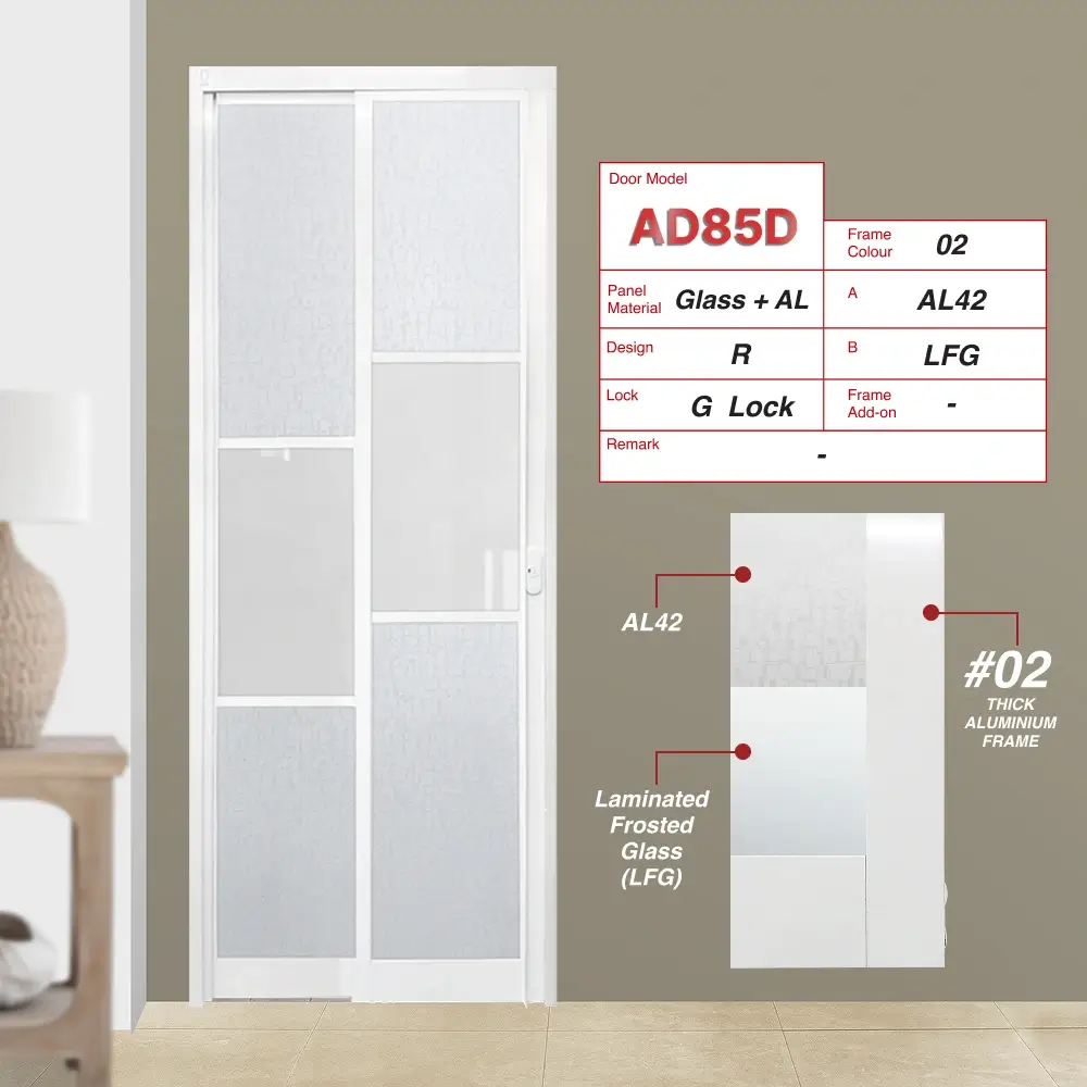 Off White Slide and Swing 3.0: AD85D Design R with Animal Character Picture (AL42) and Laminated Frosted Glass (LFG)