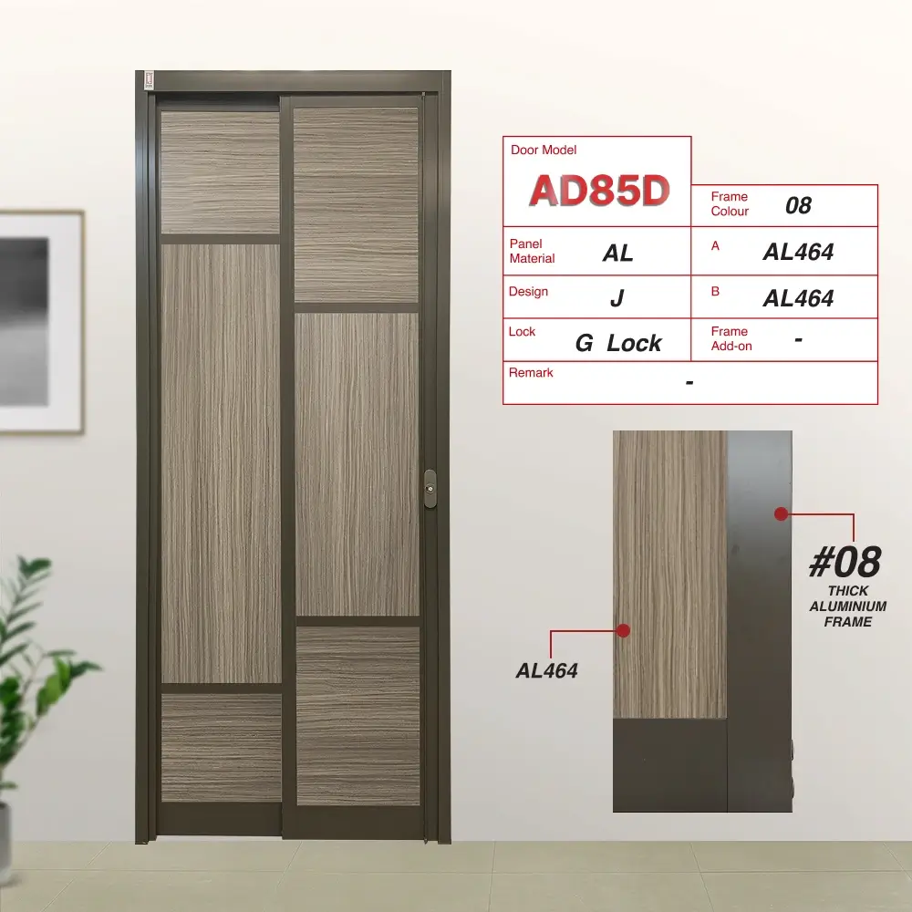 Beige Grey Slide and Swing 3.0: AD85 Slide and Swing Door Design J with Olvie Afromosia (AL464)