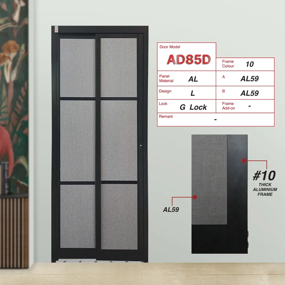 Black Slide and Swing 3.0: AD85 Slide and Swing Door Design L with Supreme Grey Cloth (AL59)