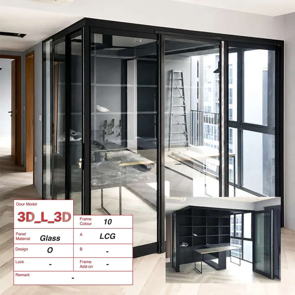 Black Study Room L-Shaped Divider using Lami Clear Glass