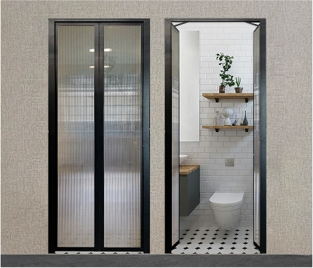 Paper Bark SQ65 Slim Frame Hinge Slide & Swing Door featuring 2 smooth greyish beige panel